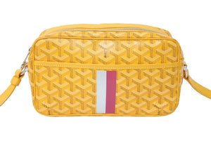 GOYARD ゴヤール カップヴェールPMバッグ ショルダーバッグ CAPVE2PMLTY08CL08P イエロー シルバー金具 PVC レザー 美品 中古 4c070387