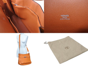 極美品 HERMES エルメス ジプシエール34 ショルダーバッグ □Q刻 2013年 トリヨンクレマンス オレンジ シルバー金具 中古 4c070389