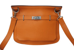 極美品 HERMES エルメス ジプシエール34 ショルダーバッグ □Q刻 2013年 トリヨンクレマンス オレンジ シルバー金具 中古 4c070389