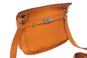 極美品 HERMES エルメス ジプシエール34 ショルダーバッグ □Q刻 2013年 トリヨンクレマンス オレンジ シルバー金具 中古 4c070389