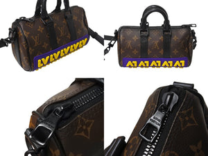 極美品 LOUIS VUITTON ルイヴィトン キーポルXS ハンドバッグ M45788 モノグラムマカサー ブラック ブラウン パープル イエロー 中古 4c070391