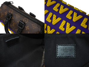 極美品 LOUIS VUITTON ルイヴィトン キーポルXS ハンドバッグ M45788 モノグラムマカサー ブラック ブラウン パープル イエロー 中古 4c070391