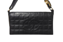 Load image into Gallery viewer, CHANEL シャネル ハンドバッグ ワンショルダー チョコバー ココマーク 6番台 ブラック ラムスキン ゴールド金具 美品 中古 4c070396