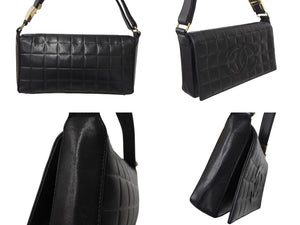 CHANEL シャネル ハンドバッグ ワンショルダー チョコバー ココマーク 6番台 ブラック ラムスキン ゴールド金具 美品 中古 4c070396