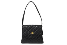 Load image into Gallery viewer, CHANEL シャネル ワンショルダーバッグ 5番台 ココマーク キルティング ラムスキン ブラック ヴィンテージ ゴールド金具 美品 中古 4c070399