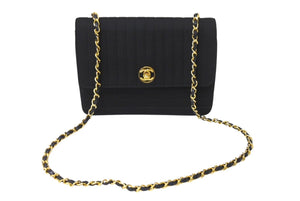 極美品 CHANEL シャネル マドモアゼル チェーンショルダーバッグ 1番台 ココマーク キャンバス レザー ブラック ゴールド金具 中古 4c070400