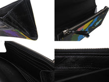 Load image into Gallery viewer, BALENCIAGA バレンシアガ 長財布 ターンロック 192994・496085 レザー サテン ブラック マルチカラー シルバー 美品 中古 4c070413
