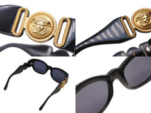 Load image into Gallery viewer, GIANNI VERSACE ジャンニヴェルサーチ メデューサ サングラス メガネ 413/A イタリア製 ブラック ゴールド金具 美品 中古 4c070419