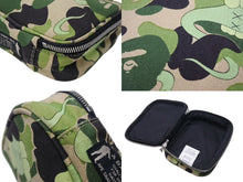 画像をギャラリービューアに読み込む, A BATHING APE アベイシングエイプ ミニポーチ カモJAPAN製 コットンナイロン カーキベージュ シルバー金具 美品 中古 4c070421 