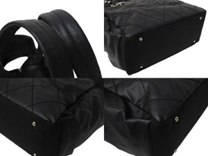 CHANEL シャネル バリビアリッツトートGM ココマーク 12番台 2008年 コーティングキャンバス ブラック シルバー 美品 中古 4c070423