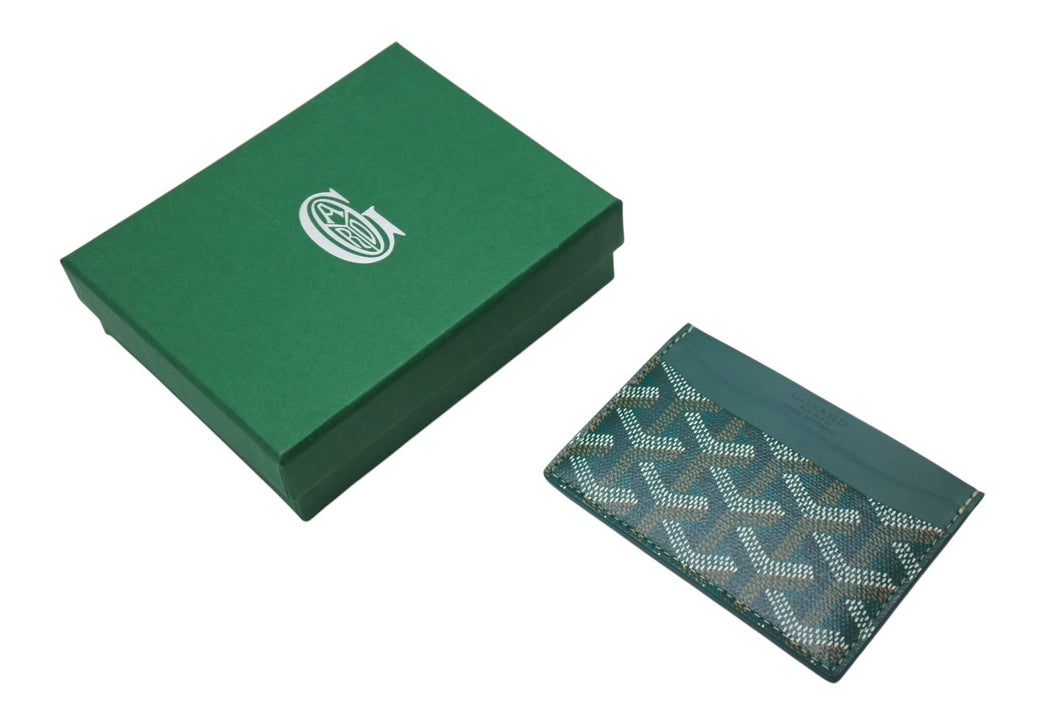 新品未使用 GOYARD ゴヤール サンシュルピス カードケース グリーン STSULPPMLTY08CL08X ロゴ 小物 カーフスキン 中古 4c070425