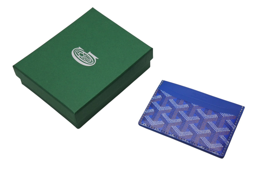 新品未使用 GOYARD ゴヤールサンシュルピス カードケース フランス製 キャンバス レザー ブルー 中古 4c070426