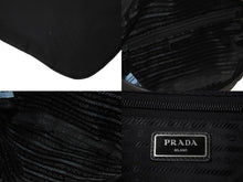 Load image into Gallery viewer, PRADA プラダ ウエストバッグ ロゴプレート 2VL033 イタリア製 ナイロン レザー ブラック シルバー金具 美品 中古 4c070427