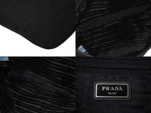 PRADA プラダ ウエストバッグ ロゴプレート 2VL033 イタリア製 ナイロン レザー ブラック シルバー金具 美品 中古 4c070427