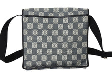 Load image into Gallery viewer, LOEWE ロエベ アナグラム ショルダーバッグ クロスボディバッグ キャンバス レザー ブラック ネイビー ホワイト 美品 中古 4c070428