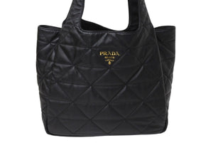 同じく同様 PRADA プラダ トートバッグ ハンドバッグ キルティング 1BG450 イタリア製レザー ゴールド金具 中古 4c070432 