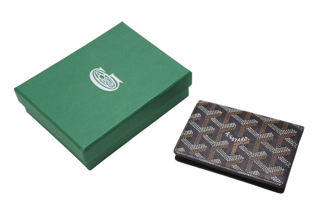 新品未使用 GOYARD ゴヤール カードケース マルゼルブ ブラウン ブラック ゴヤールディンキャンバス ヴォーゼルカーフスキン 中古 4c070435