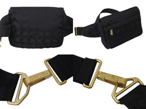 CHANEL シャネル ニュートラベルライン ウエストバッグ ショルダーバッグ ナイロン ブラック ゴールド金具 美品 中古 4c070438