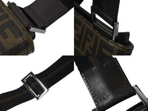 FENDI フェンディズショルダーバッグ サコッシュ柄ッカ 7VA247-B0W PVC レザー ブラウン シルバー金具 美品 中古 4c070440 