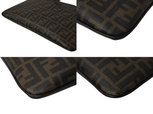 FENDI フェンディズショルダーバッグ サコッシュ柄ッカ 7VA247-B0W PVC レザー ブラウン シルバー金具 美品 中古 4c070440 