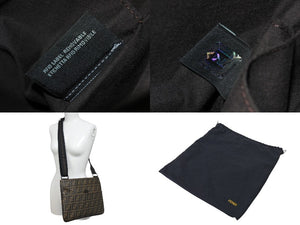 FENDI フェンディズショルダーバッグ サコッシュ柄ッカ 7VA247-B0W PVC レザー ブラウン シルバー金具 美品 中古 4c070440 