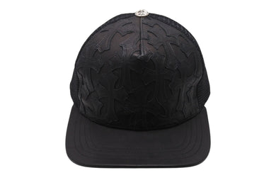極美品 CHROME HEARTS クロムハーツトラッカーキャップ クロスパッチ セメタリー クロスボール シルバー 925 ブラック 中古 4c070442