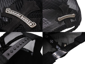 極美品 CHROME HEARTS クロムハーツトラッカーキャップ クロスパッチ セメタリー クロスボール シルバー 925 ブラック 中古 4c070442