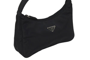 極美品 PRADA プラダ ホーボー ハンドバッグ ワンショルダーバッグ MV515 トライアングル ナイロン ブラック 中古 4c070443 