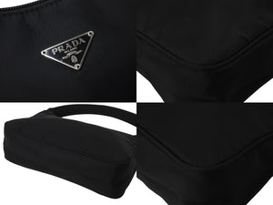 極美品 PRADA プラダ ホーボー ハンドバッグ ワンショルダーバッグ MV515 トライアングル ナイロン ブラック 中古 4c070443 