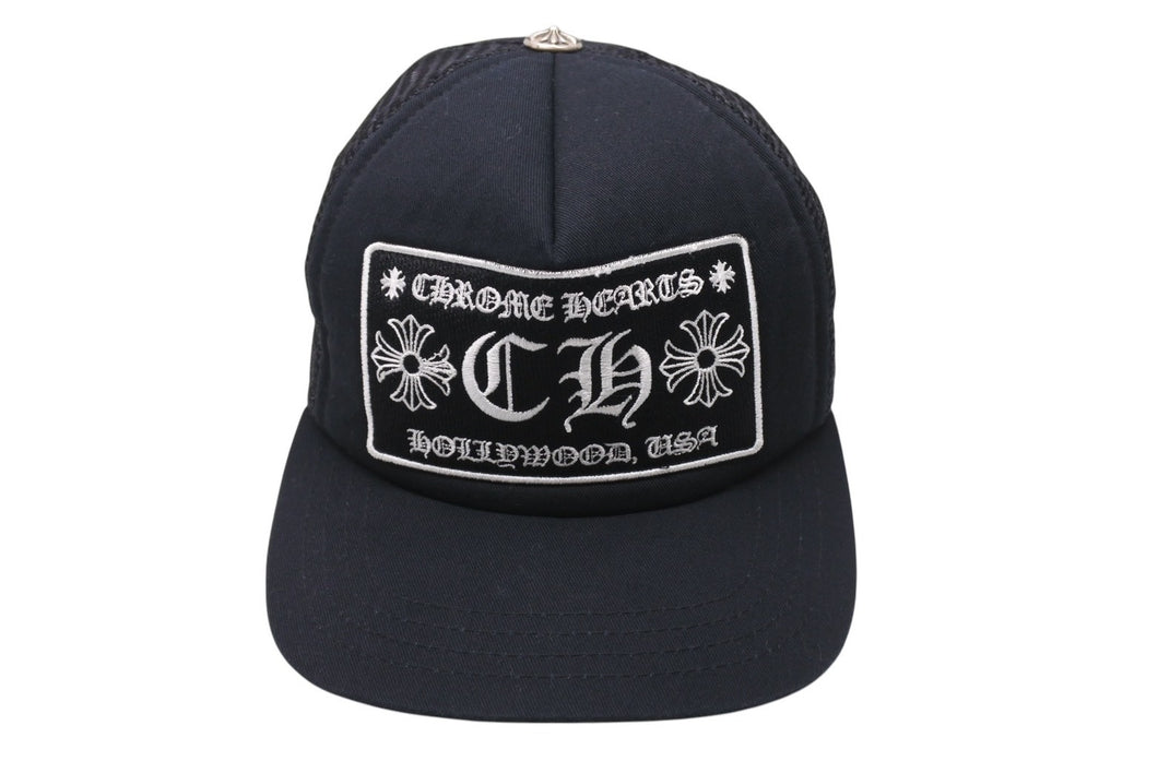 CHROME HEARTS クロムハーツトラッカーキャップ CHロゴ刺繍 クロスボール シルバー 925 ブラック 中古 美品 4c070444