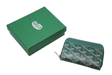 GOYARD ゴヤール マティニョンミニ コインケース グリーン ゴヤールディンキャンバス シルバー金具 美品 中古 4c070446