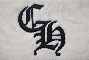 極美品 CHROME HEARTS クロムハーツ ビーニー ニットキャップ ホワイト CHプラス アクリル ONE SIZE 刺繍 中古 4c070451