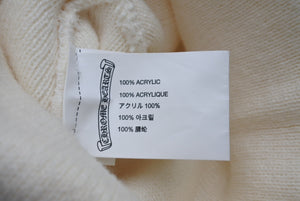 極美品 CHROME HEARTS クロムハーツ ビーニー ニットキャップ ホワイト CHプラス アクリル ONE SIZE 刺繍 中古 4c070451