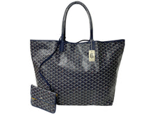 Load image into Gallery viewer, 新品未使用品 GOYARD ゴヤール サンルイ XXL トートバッグ ヘリンボーン柄 PVCコーティングキャンバス ネイビー 中古 4c070454
