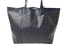 Load image into Gallery viewer, 新品未使用品 GOYARD ゴヤール サンルイ XXL トートバッグ ヘリンボーン柄 PVCコーティングキャンバス ネイビー 中古 4c070454