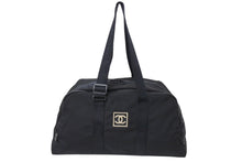 Load image into Gallery viewer, CHANEL シャネル スポーツライン ボストンバッグ ココマーク 7番台 キャンバス ブラック ナイロン 美品 中古 4c070456