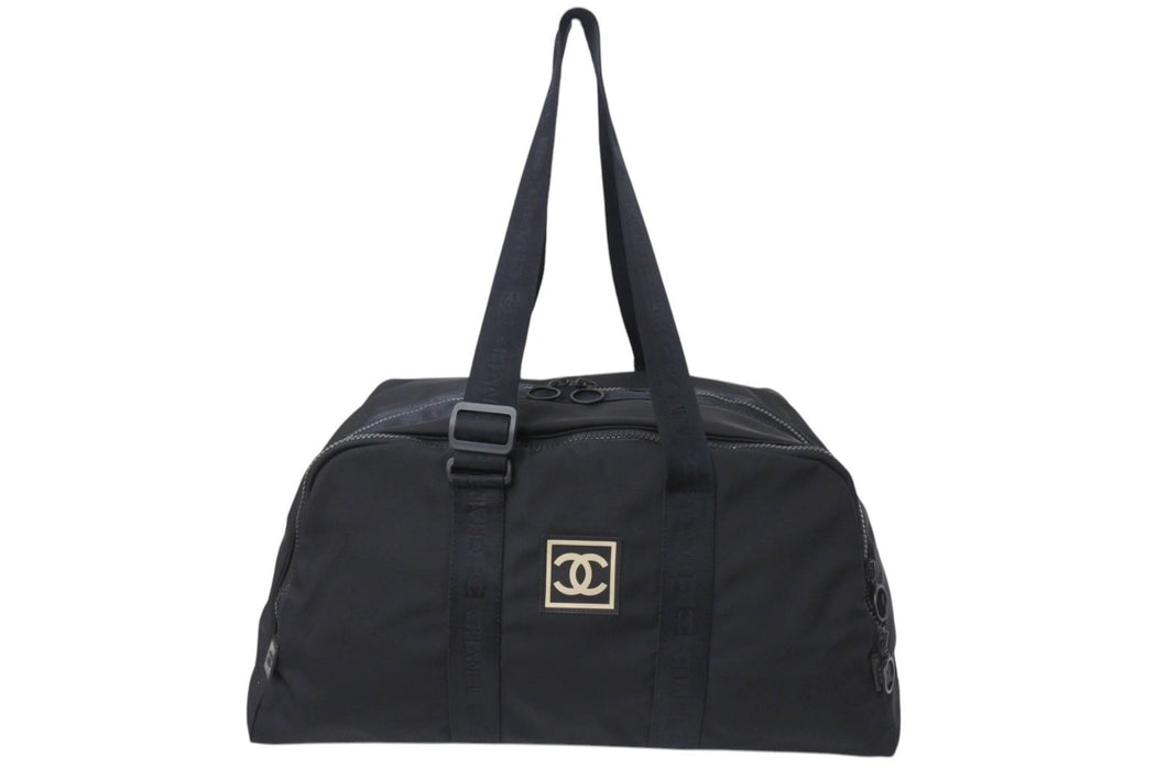 CHANEL シャネル スポーツライン ボストンバッグ ココマーク 7番台 キャンバス ブラック ナイロン 美品 中古 4c070456