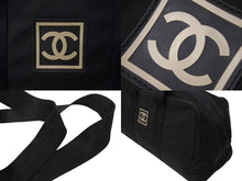 Load image into Gallery viewer, CHANEL シャネル スポーツライン ボストンバッグ ココマーク 7番台 キャンバス ブラック ナイロン 美品 中古 4c070456