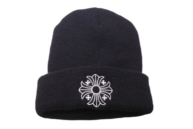 Chrome Hearts クロムハーツ CH WOOL WATCH CAP ニット帽 帽子 CHプラス ウール ブラック ホワイト 美品 中古 4c070457