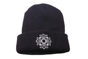 Chrome Hearts クロムハーツ CH WOOL WATCH CAP ニット帽 帽子 CHプラス ウール ブラック ホワイト 美品 中古 4c070457