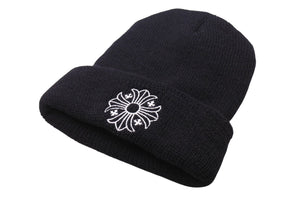 Chrome Hearts クロムハーツ CH WOOL WATCH CAP ニット帽 帽子 CHプラス ウール ブラック ホワイト 美品 中古 4c070457