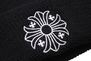 Chrome Hearts クロムハーツ CH WOOL WATCH CAP ニット帽 帽子 CHプラス ウール ブラック ホワイト 美品 中古 4c070457