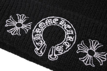 Load image into Gallery viewer, Chrome Hearts クロムハーツ WOOL WATCH CAP ニット帽 帽子 ホースシュー U.S.A製 ブラック ホワイト サイズOS 美品 中古 4c070458