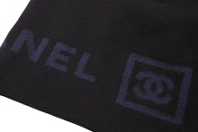 Load image into Gallery viewer, 極美品 CHANEL シャネル ココマークロゴ ニット帽 帽子 キャップ ビーニー ウール ブラック ブルー b220108 中古 4c070459