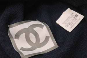 極美品 CHANEL シャネル ココマークロゴ ニット帽 帽子 キャップ ビーニー ウール ブラック ブルー b220108 中古 4c070459