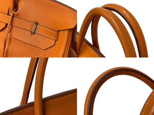 HERMES エルメス BIRKIN バーキン55 ハンドバッグ トゴ オレンジ シルバー金具 ◻︎I刻印 美品 中古 4c070461