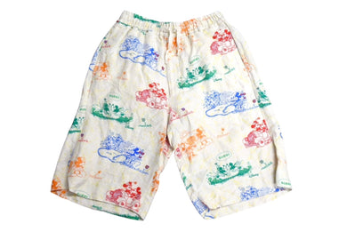 GUCCI × Disney グッチ × ディズニー オーバーサイズ ボウリングパンツ ショートパンツ 604046 サイズ44 ベージュ リネン 中古 4c070466