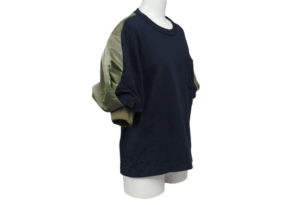 Sacai サカイ 22SS ナイロン ツイル 半袖Tシャツ ブラック