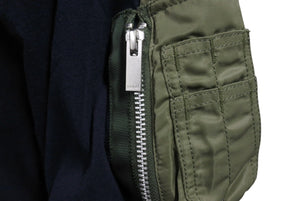 Sacai サカイ 22SS ナイロンツイル半袖Ｔシャツ ブラック カーキ ドッキングトップス コットン サイズ1 美品 中古 4c070469 