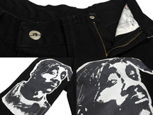 Load image into Gallery viewer, MAKAVELI マカヴェリ BAGGY DENIM ショートパンツ デニム ブルー プリント コットン サイズ30 59123 美品 中古 4c070472
